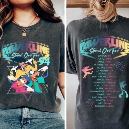 Retro 90s Goofy Movie Shirt - Max Roxanne Powerline World Tour Tee image 0