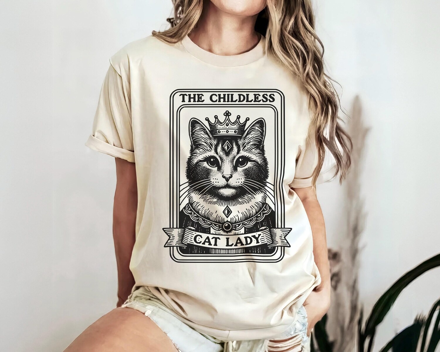 Tarot Card Shirt for Cat Lovers - Childless Cat Lady Feminist Gift Halloween image 2