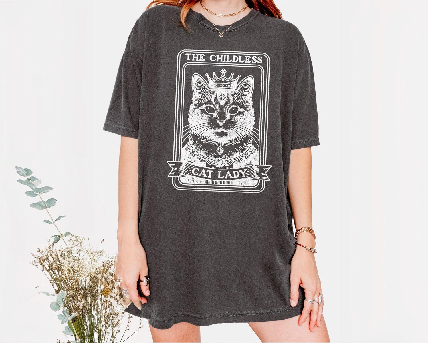 Tarot Card Shirt for Cat Lovers - Childless Cat Lady Feminist Gift Halloween image 5