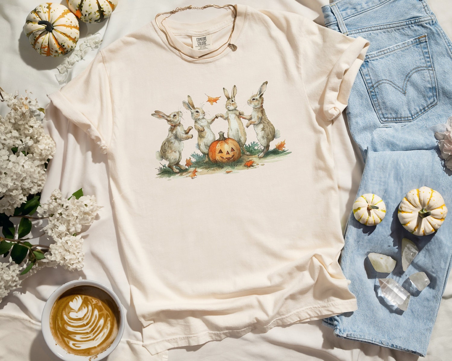 Cottagecore Halloween Pumpkin Shirt for Women - Comfort Colors Boho Fall Aesthetic Vintage Graphic Tee image 0