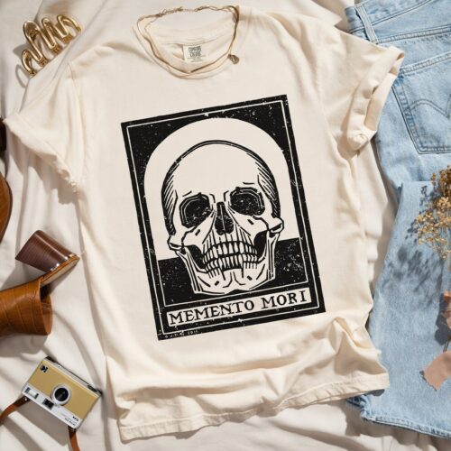 Halloween Skeleton Shirt - Goth Gift Memento Mori Skull Vintage Dark Academia T-Shirt image 0