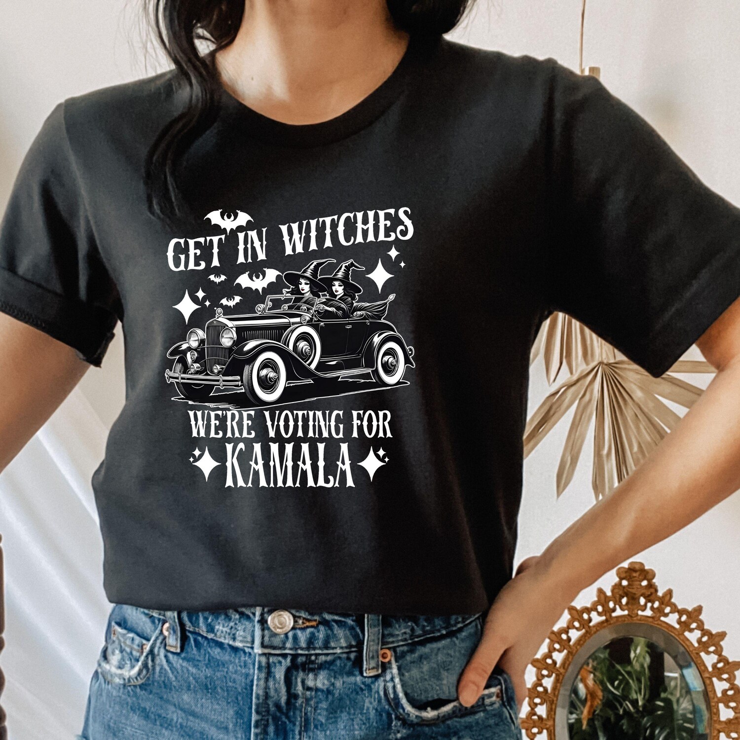 Kamala Harris Election Shirt Halloween Get in Witches Voting for Kamala Halloween Tee image 4