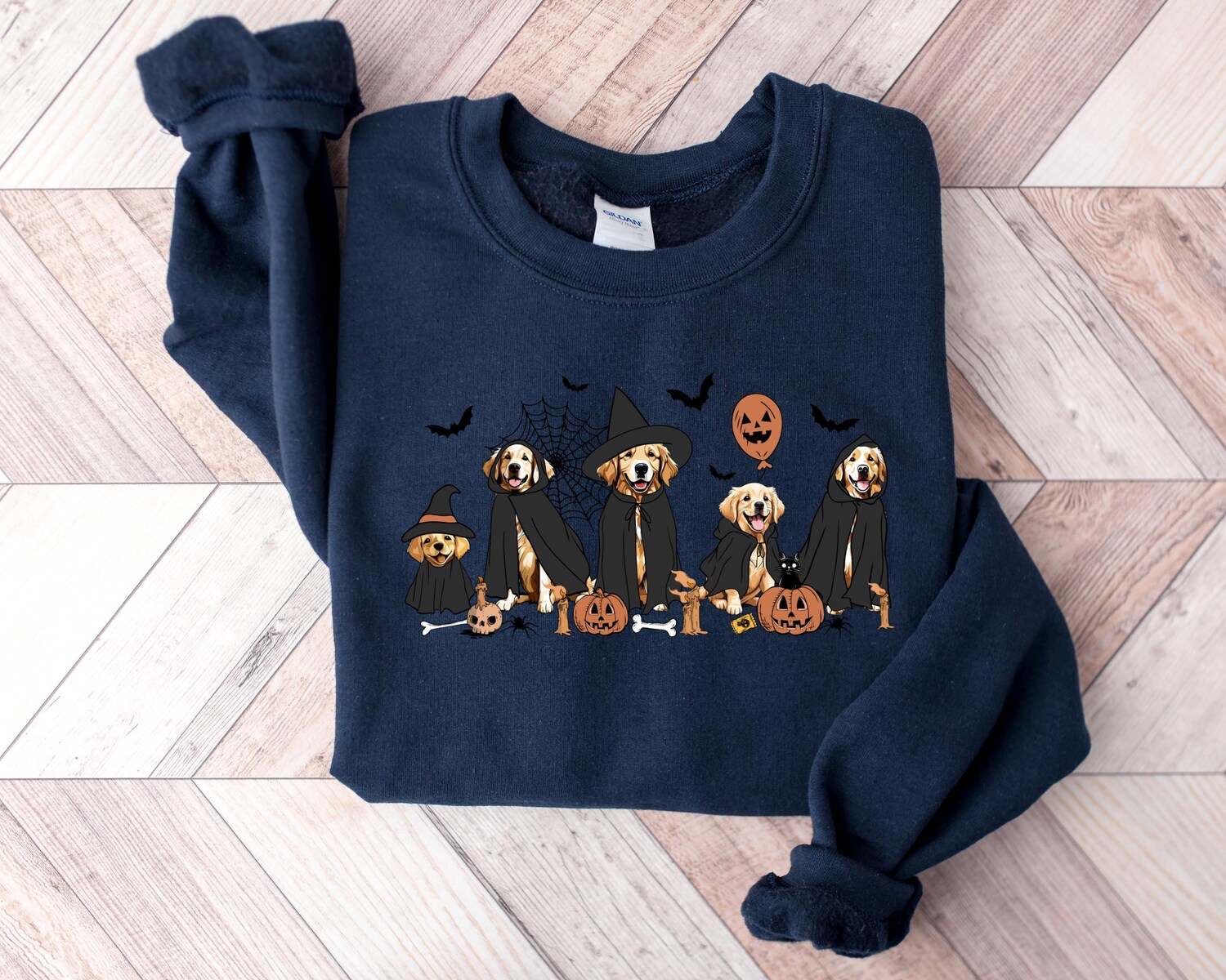 Golden Retriever Halloween Sweatshirt - Ghost and Witch Dog Lover Gift - Cute Ghost Dog Shirt image 5