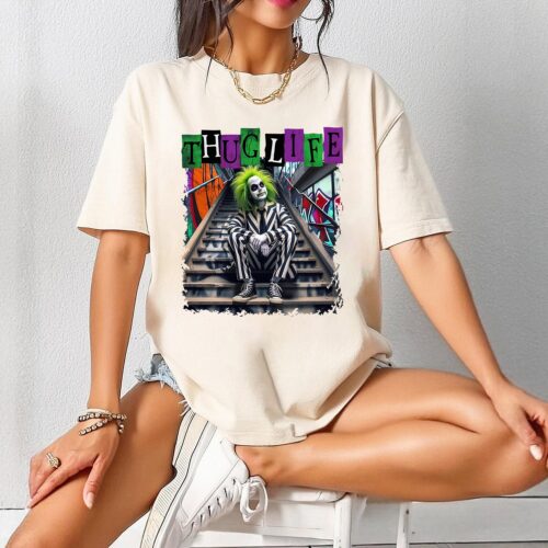 Thug Life Shirt | Funny Halloween Tee | Horror Movie Killers Shirt | Beetlejuice Tee image 0