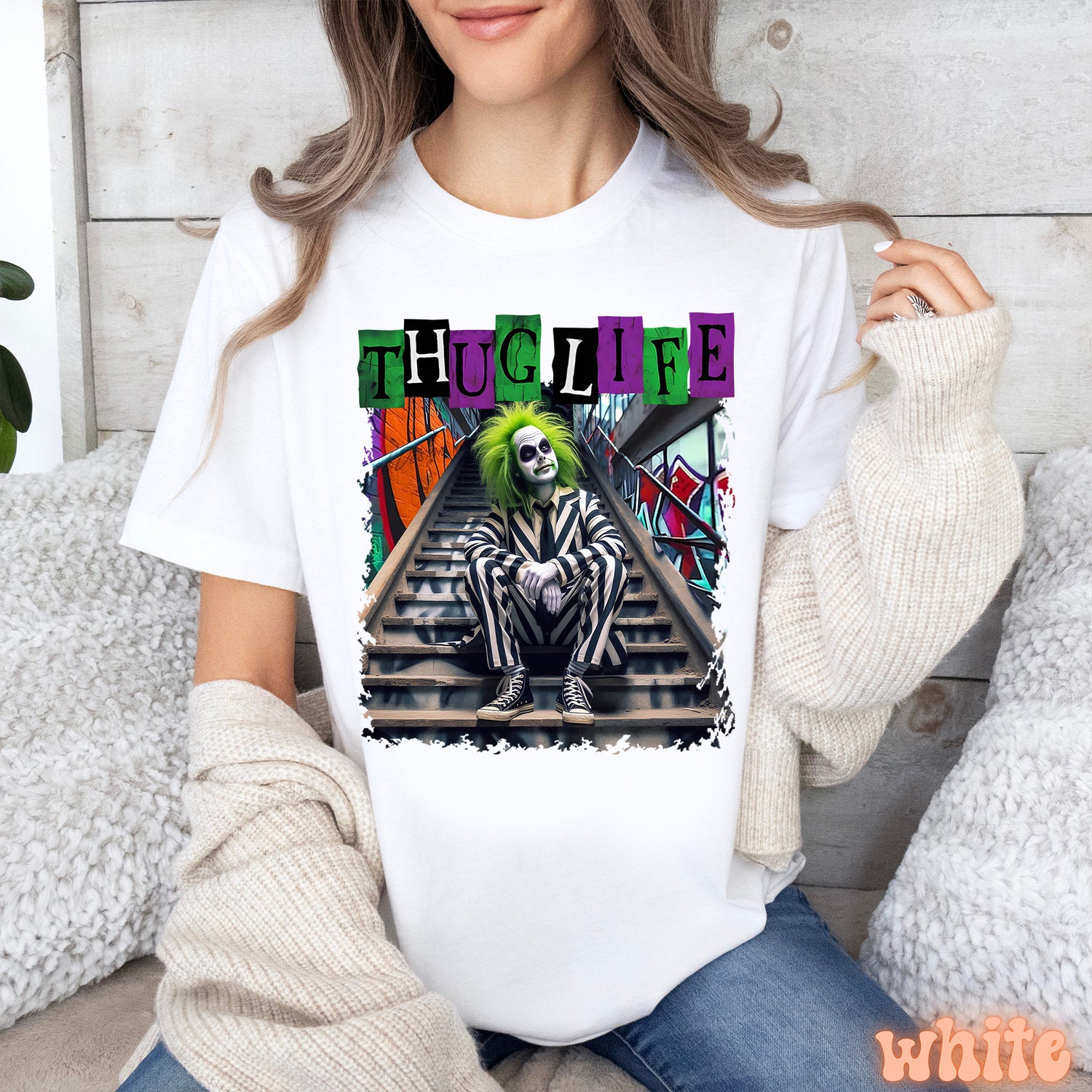 Thug Life Shirt | Funny Halloween Tee | Horror Movie Killers Shirt | Beetlejuice Tee image 3