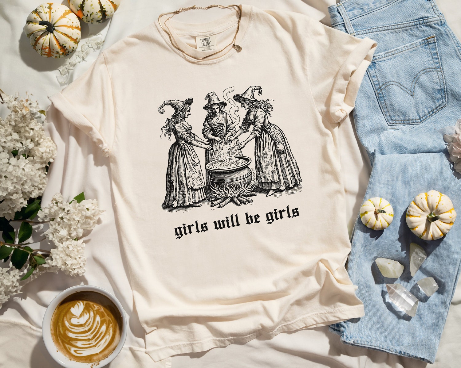 Girls Will Be Girls Witch Shirt - Vintage Halloween Feminist Tee image 4