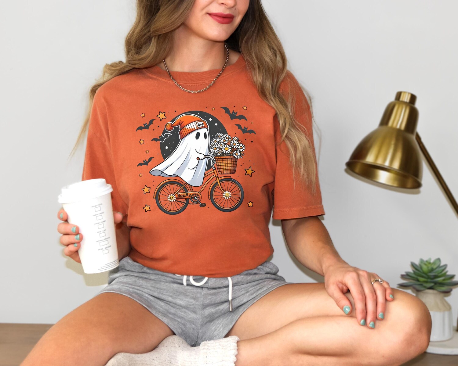 Cute Halloween Ghost Shirt for Women | Fall Spooky Season Party Tee image 0