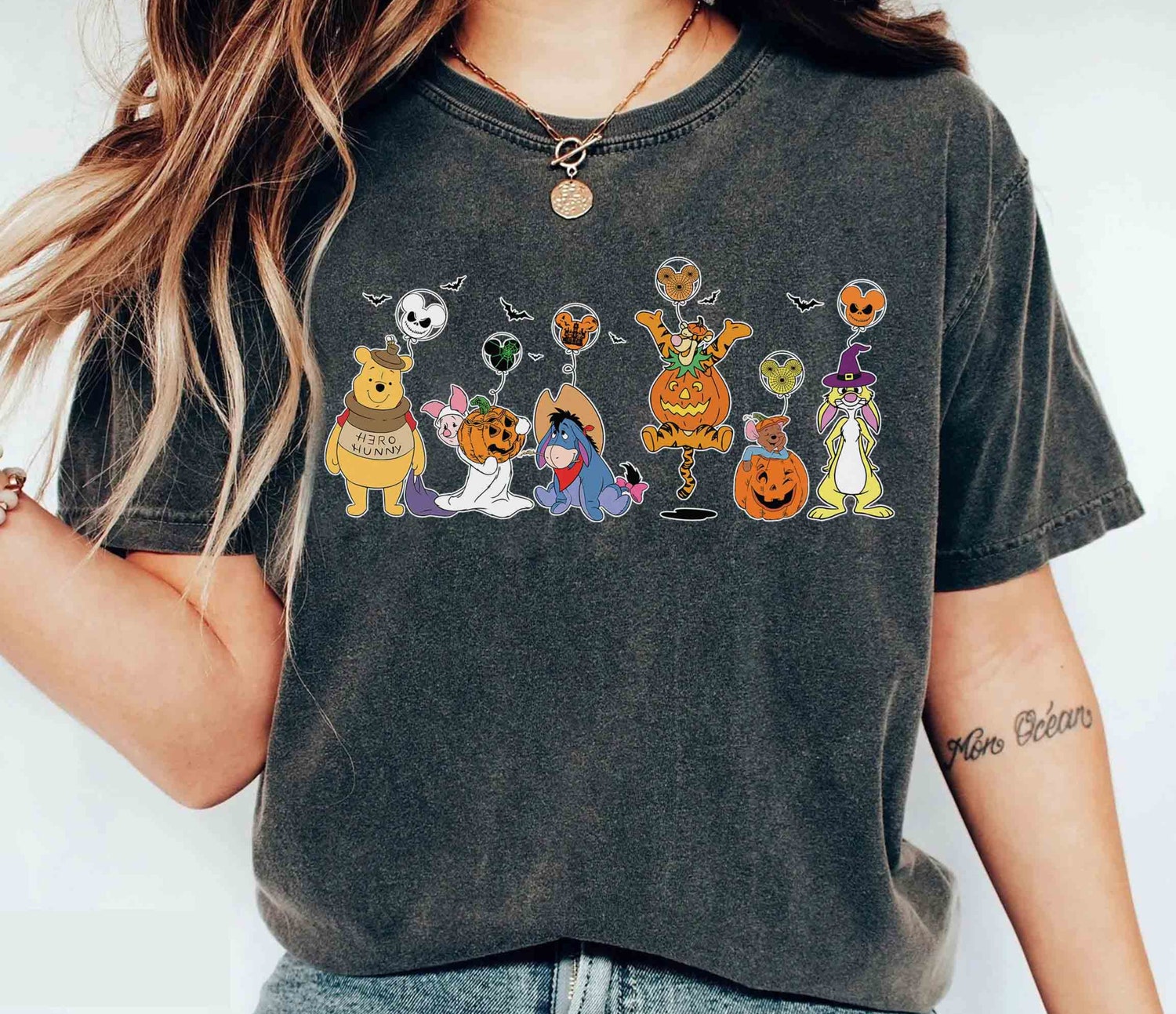 Halloween Winnie the Pooh Pumpkin Shirt - Halloween Gift with Pooh Bear Piglet Eeyore image 2