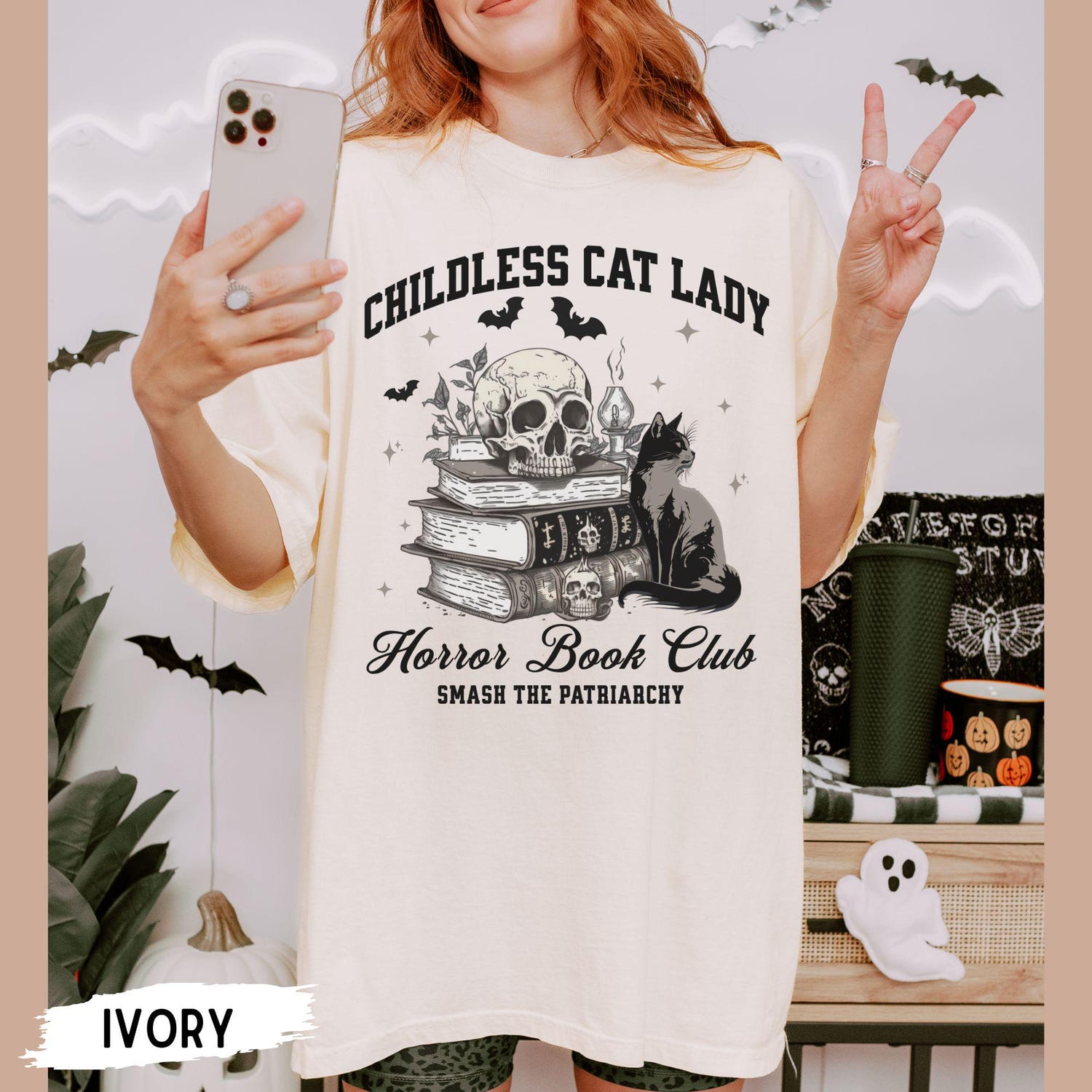 Childless Cat Lady Shirt | Cat Lady Election 2024 Tee | Halloween Cat Lady Shirt | Smash Patriarchy image 2