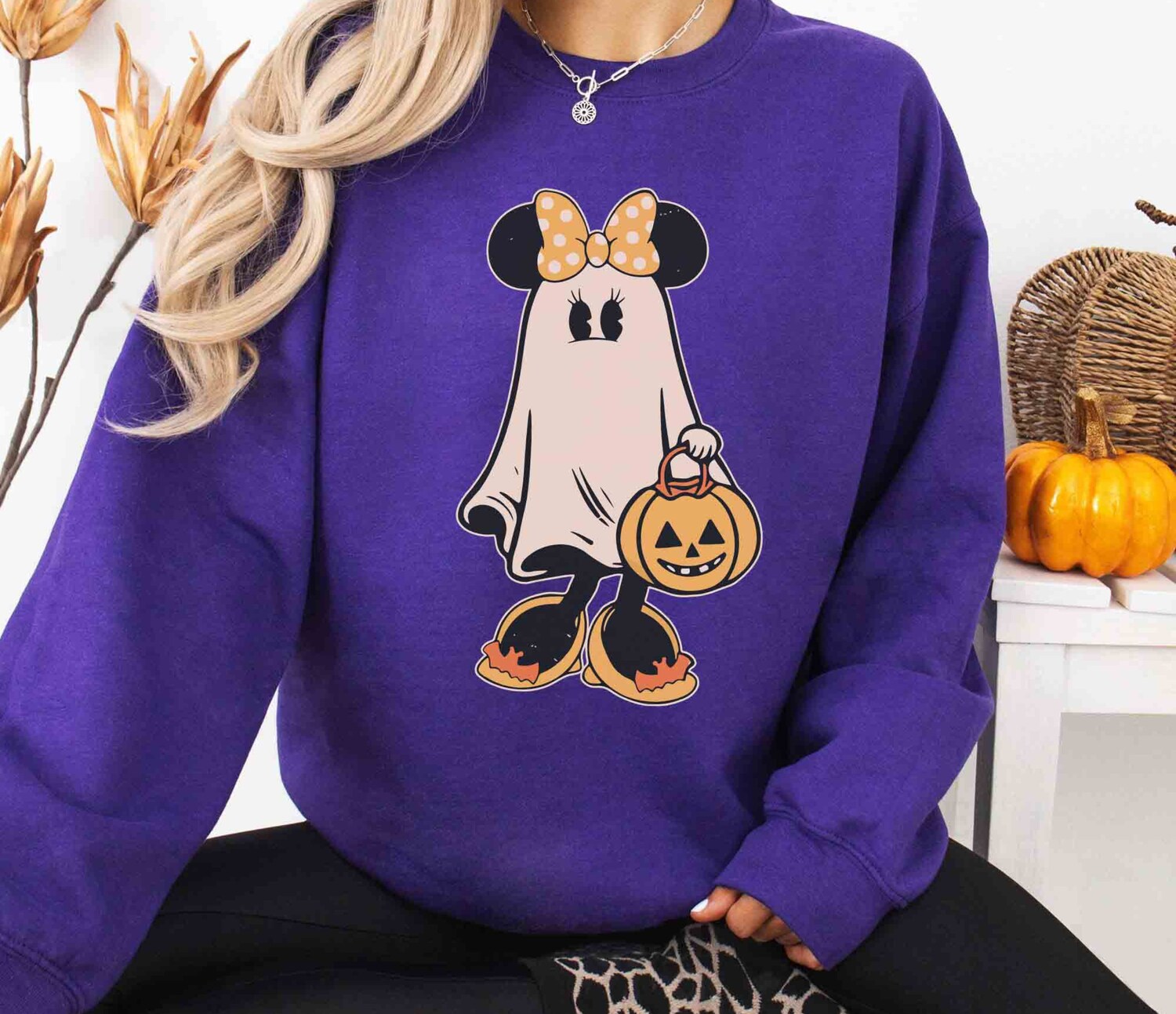 Retro Mickey and Minnie Halloween Couple Shirts | Ghost Spooky Season Tees image 1