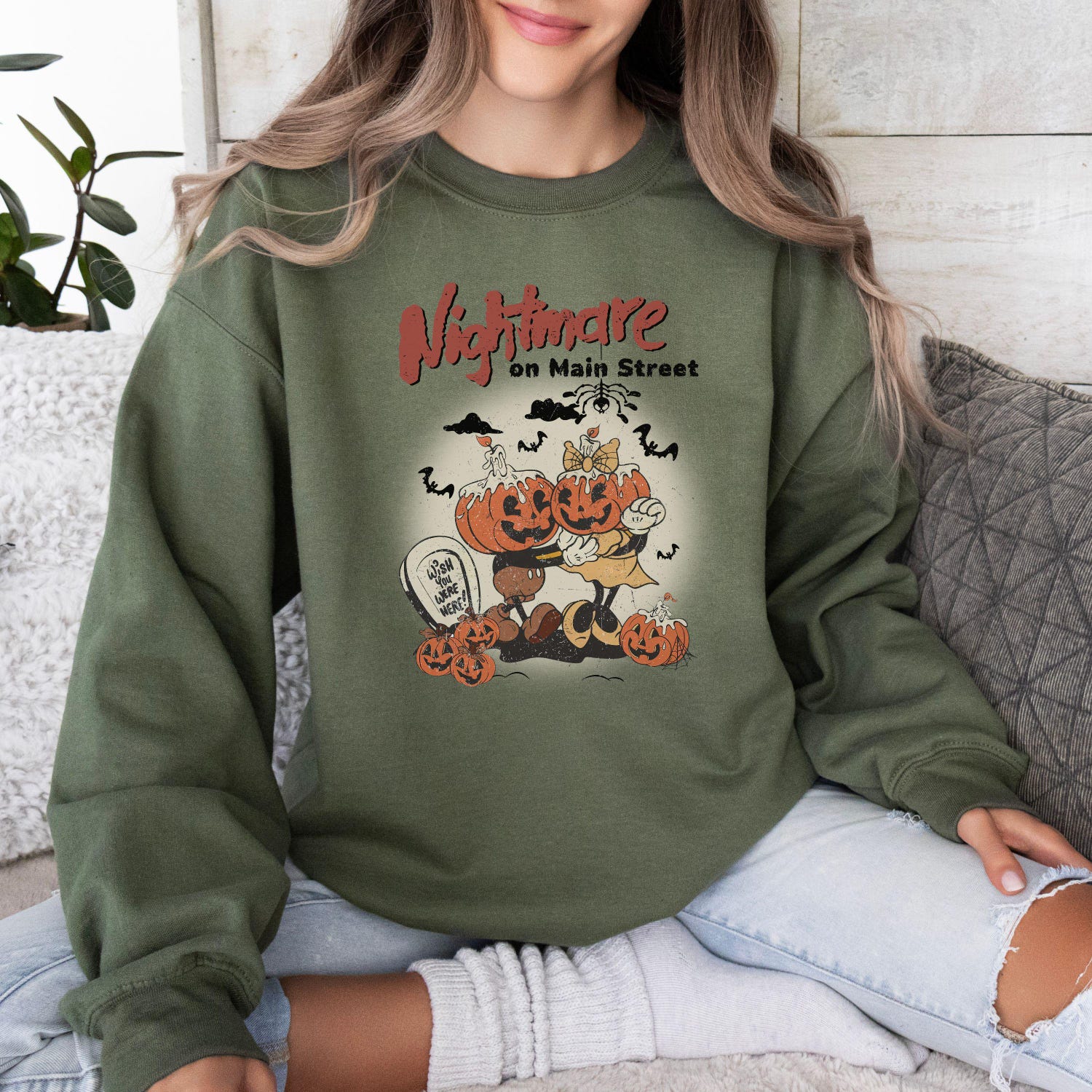 Halloween Sweatshirt Retro Mickey Minnie Shirt Cute Gift for Her Spooky Fall Hoodie Funny Tee image 1