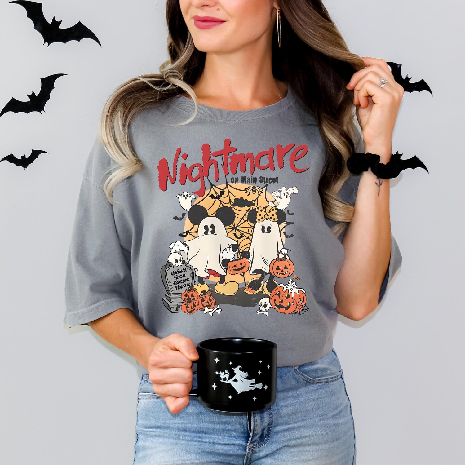 Retro Halloween Shirt Mickey Minnie Vintage Tee Nightmare On Main Street image 1