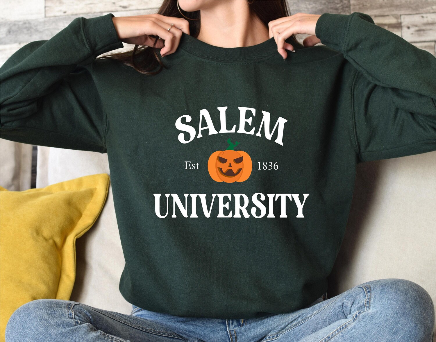 Salem University Est 1836 Sweatshirt | Halloween Witch Shirt | Spooky Season Costume Sweater image 2