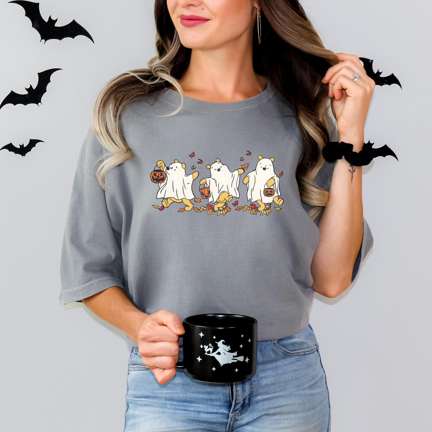 Halloween Retro Winnie The Pooh Ghost Shirt Spooky Women’s Fall Autumn Tee image 5