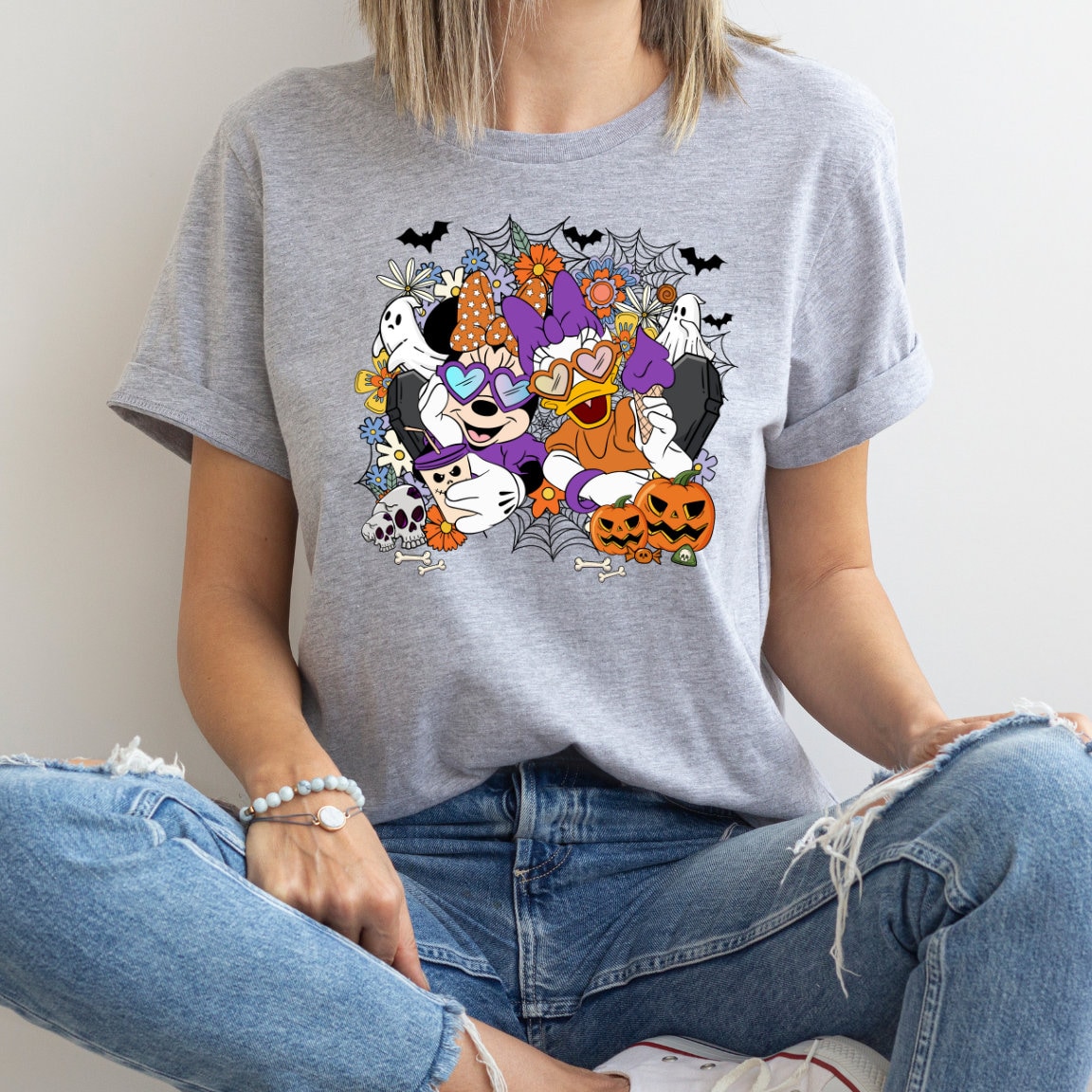 Daisy and Minnie Retro Halloween Shirt - Girl Tee - Halloween Shirt image 1